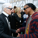 Karl Lagerfeld and Pharrell Williams attend the Chanel show as part of the Paris Fashion Week Womenswear Fall/Winter 2017/2018 on March 7, 2017, in Paris. (Bertrand Rindoff Petroff/Getty Images)